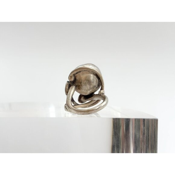 Pewter Unusual Modernist Orb Abstract Style Silver Toned Vintage Ring - sz 6.5 - Picture 6 of 15